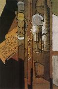 Juan Gris Cup newspaper and winebottle oil painting reproduction